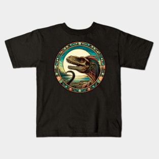 Dilophosaurus Art Noveau Dinosaur Kids T-Shirt